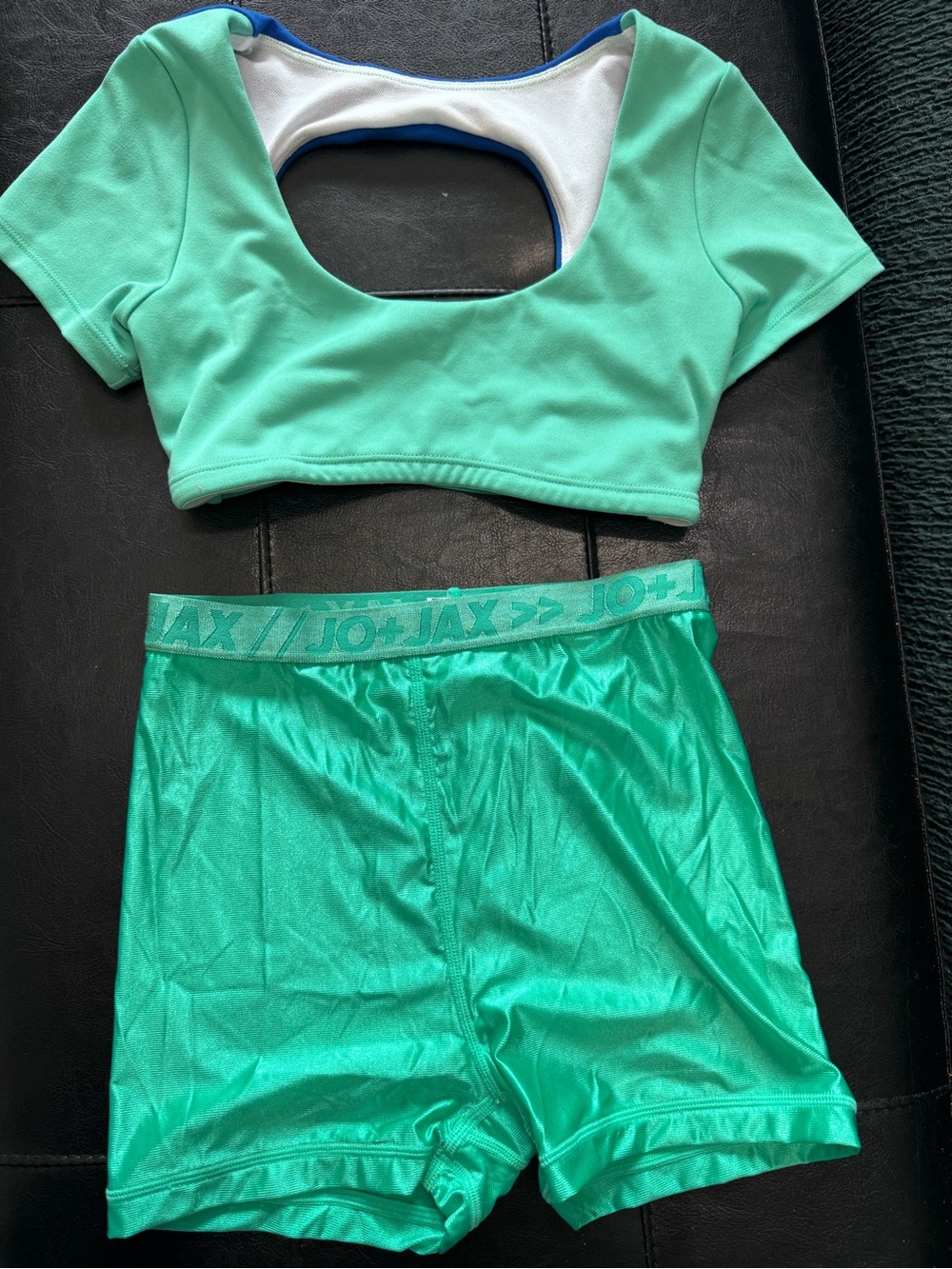 JO+JAX Girls Mint Green Active Crop Top and Shorts Set